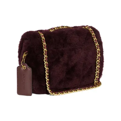 COACH Pillow Shearling And Smooth 皮革 Portable Crossbody Bag Shoulder Bag Small 女士's Burgundy CE720-B4V2B